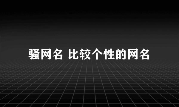 骚网名 比较个性的网名