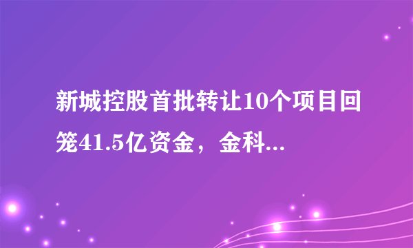 新城控股首批转让10个项目回笼41.5亿资金,金科股份接盘6个