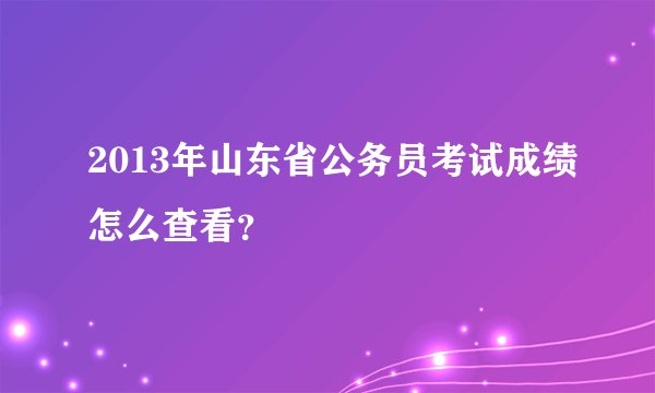 2013年山东省公务员考试成绩怎么查看？
