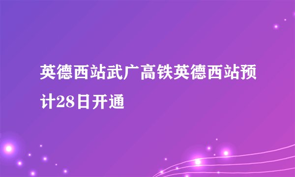 英德西站武广高铁英德西站预计28日开通