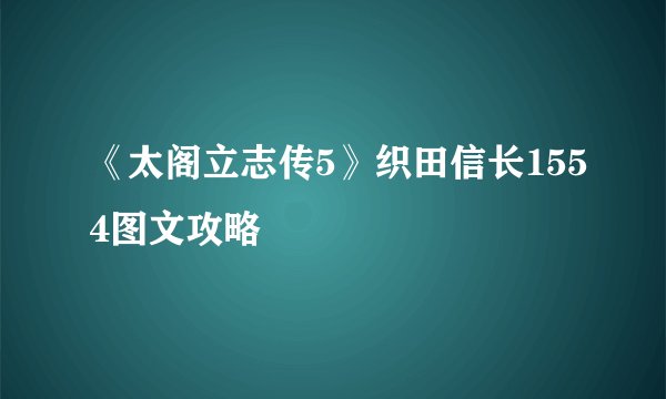 《太阁立志传5》织田信长1554图文攻略