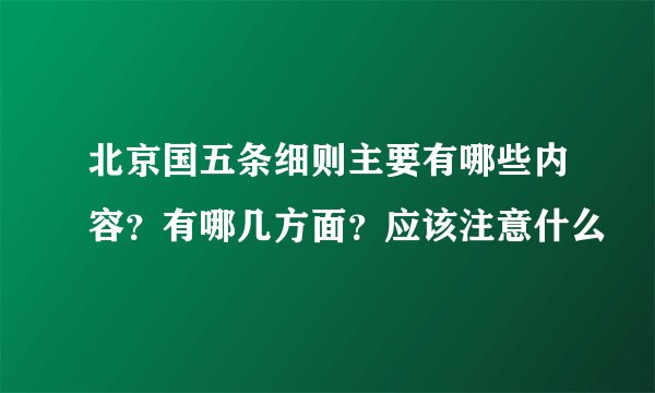 北京国五条细则主要有哪些内容？有哪几方面？应该注意什么