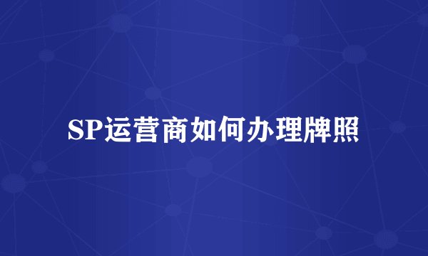 SP运营商如何办理牌照