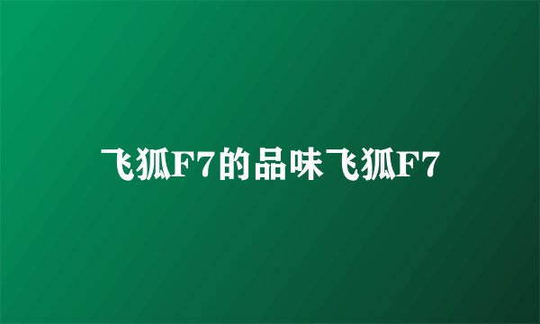 飞狐F7的品味飞狐F7