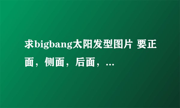求bigbang太阳发型图片 要正面,侧面,后面,头顶俯视的图片各一张