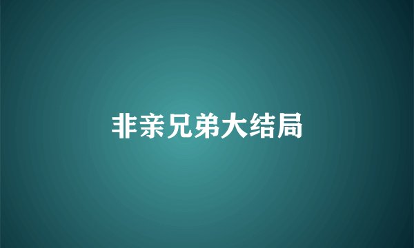 非亲兄弟大结局