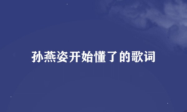 孙燕姿开始懂了的歌词