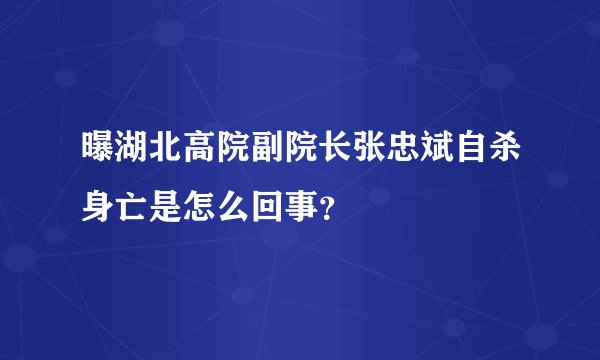 曝湖北高院副院长张忠斌自杀身亡是怎么回事？
