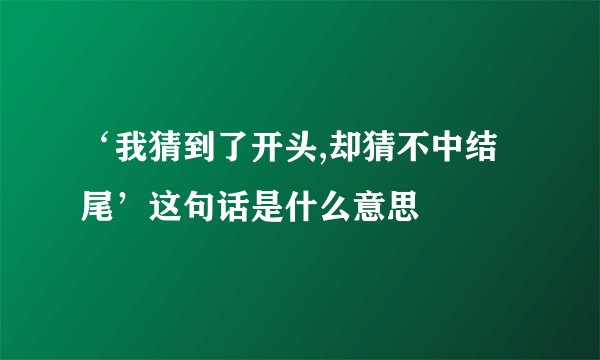 ‘我猜到了开头,却猜不中结尾’这句话是什么意思