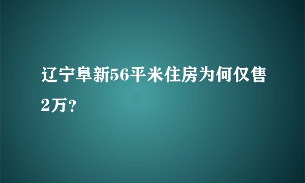 辽宁阜新56平米住房为何仅售2万？