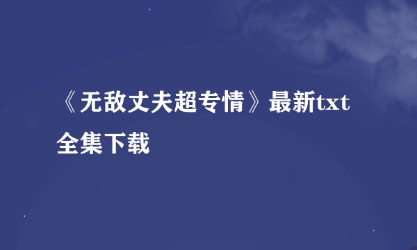 《无敌丈夫超专情》最新txt全集下载