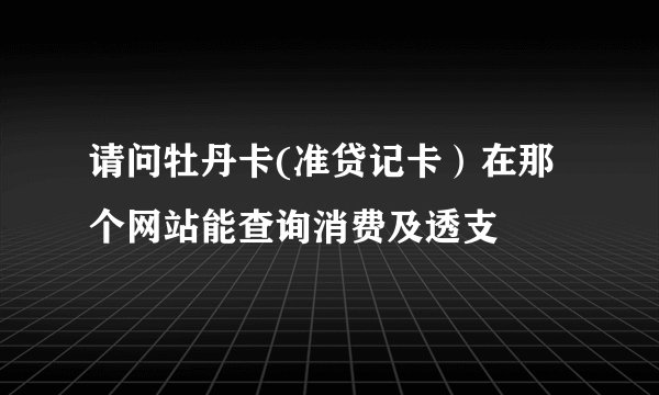 请问牡丹卡(准贷记卡）在那个网站能查询消费及透支
