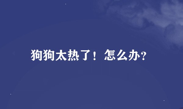 狗狗太热了！怎么办？