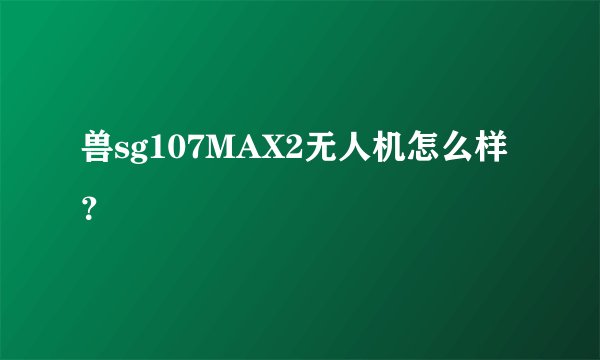 兽sg107MAX2无人机怎么样？