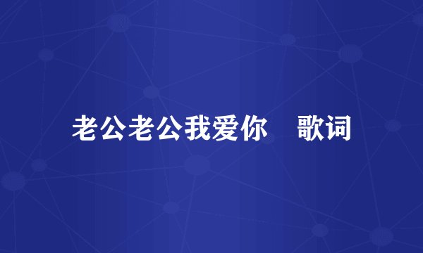 老公老公我爱你 歌词