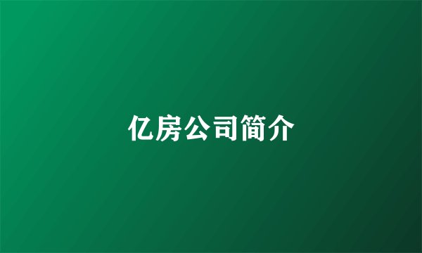 亿房公司简介