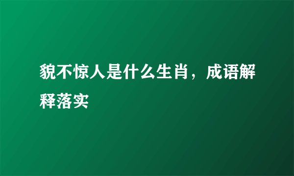 貌不惊人是什么生肖，成语解释落实