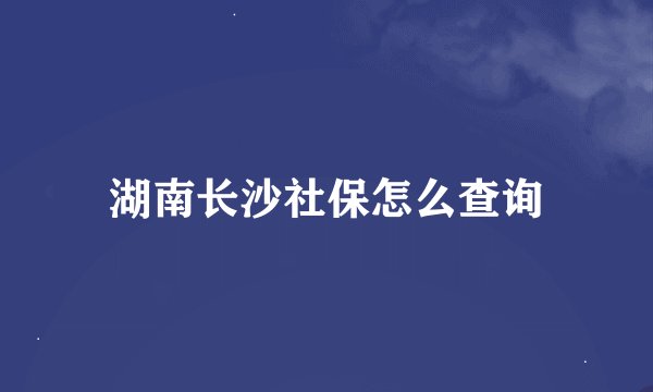 湖南长沙社保怎么查询