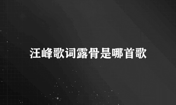 汪峰歌词露骨是哪首歌