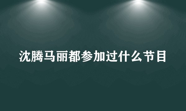 沈腾马丽都参加过什么节目