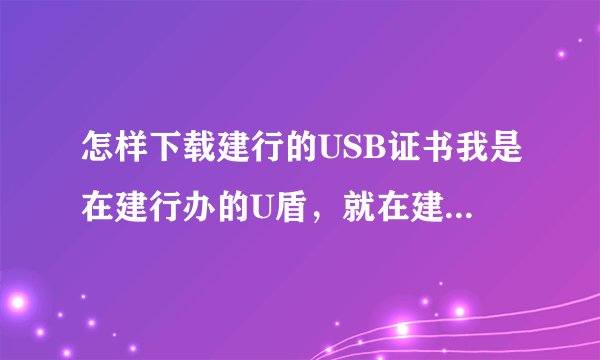 怎样下载建行的USB证书我是在建行办的U盾，就在建行下载的证书，