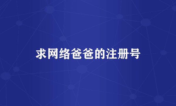 求网络爸爸的注册号