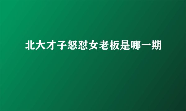 北大才子怒怼女老板是哪一期