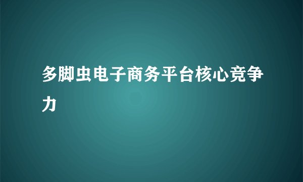 多脚虫电子商务平台核心竞争力