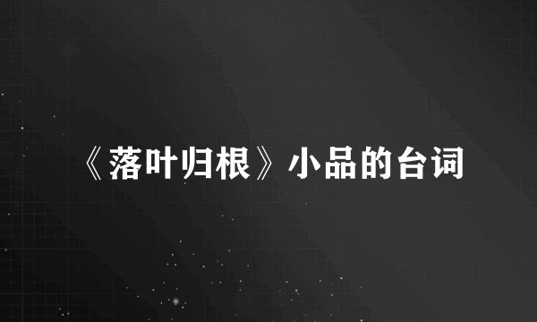 《落叶归根》小品的台词