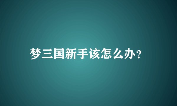 梦三国新手该怎么办？