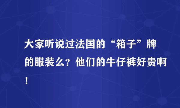 大家听说过法国的“箱子”牌的服装么？他们的牛仔裤好贵啊！