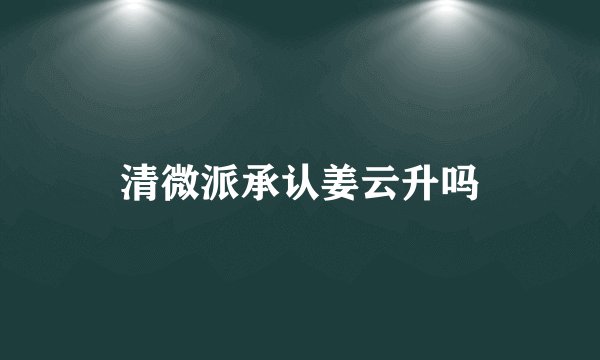 清微派承认姜云升吗