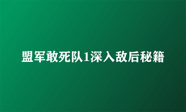 盟军敢死队1深入敌后秘籍