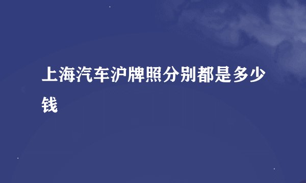 上海汽车沪牌照分别都是多少钱