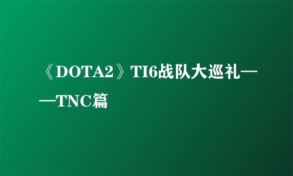 《DOTA2》TI6战队大巡礼——TNC篇