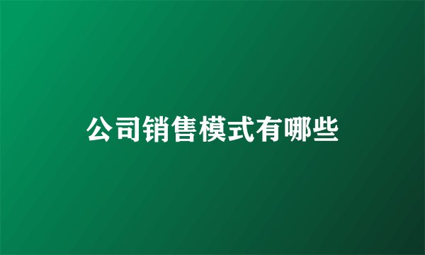 公司销售模式有哪些