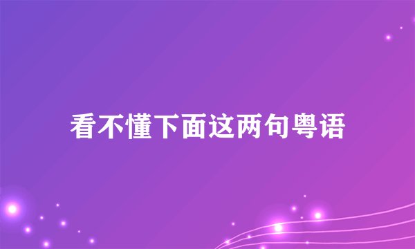 看不懂下面这两句粤语