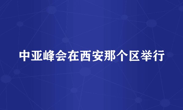 中亚峰会在西安那个区举行