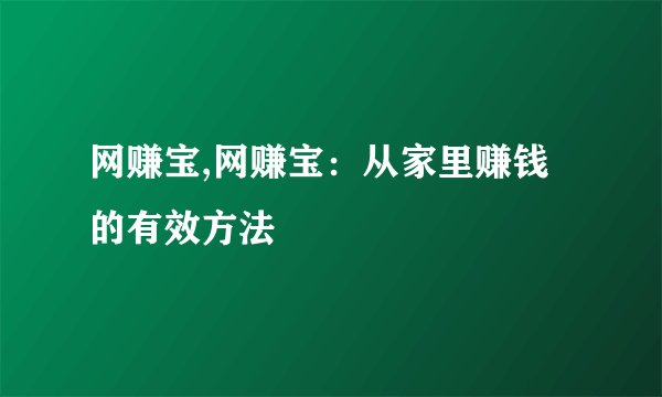 网赚宝,网赚宝:从家里赚钱的有效方法