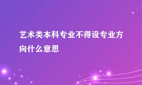 艺术类本科专业不得设专业方向什么意思