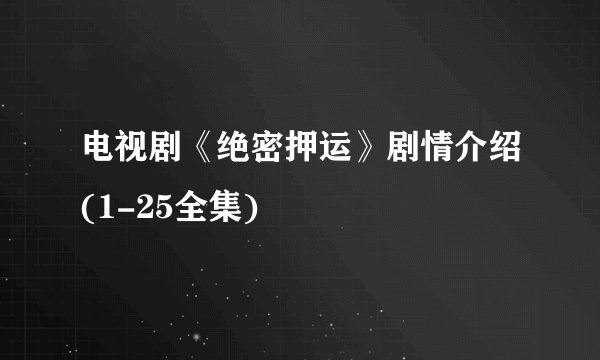 电视剧《绝密押运》剧情介绍(1-25全集)