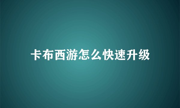 卡布西游怎么快速升级