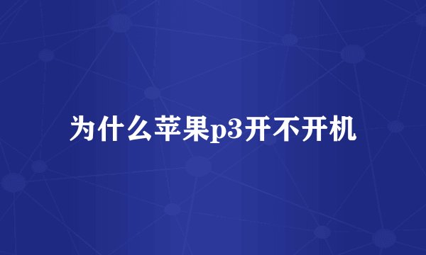 为什么苹果p3开不开机