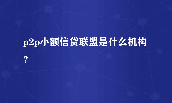 p2p小额信贷联盟是什么机构?