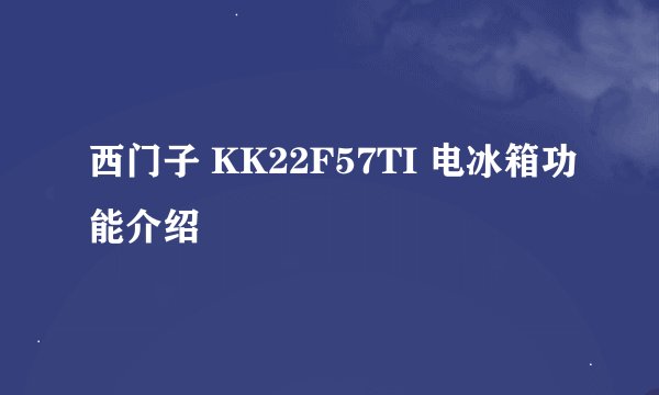 西门子 KK22F57TI 电冰箱功能介绍
