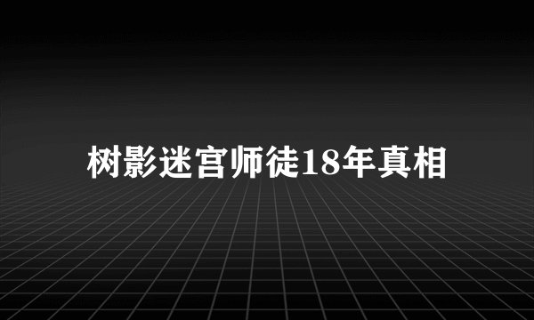 树影迷宫师徒18年真相