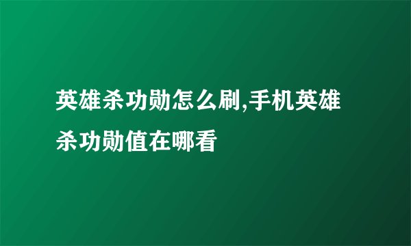 英雄杀功勋怎么刷,手机英雄杀功勋值在哪看