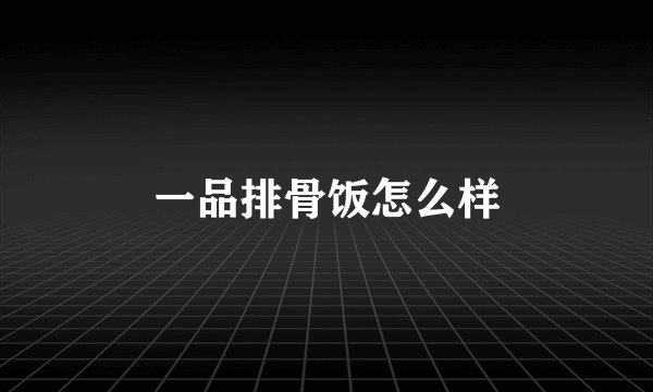 一品排骨饭怎么样