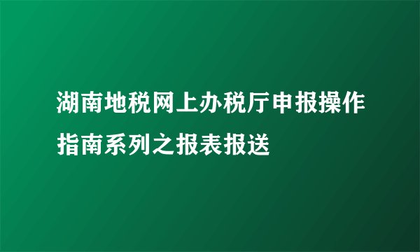湖南地税网上办税厅申报操作指南系列之报表报送