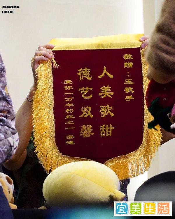 土味应援！王嘉尔获粉丝赠送锦旗“人美歌甜”